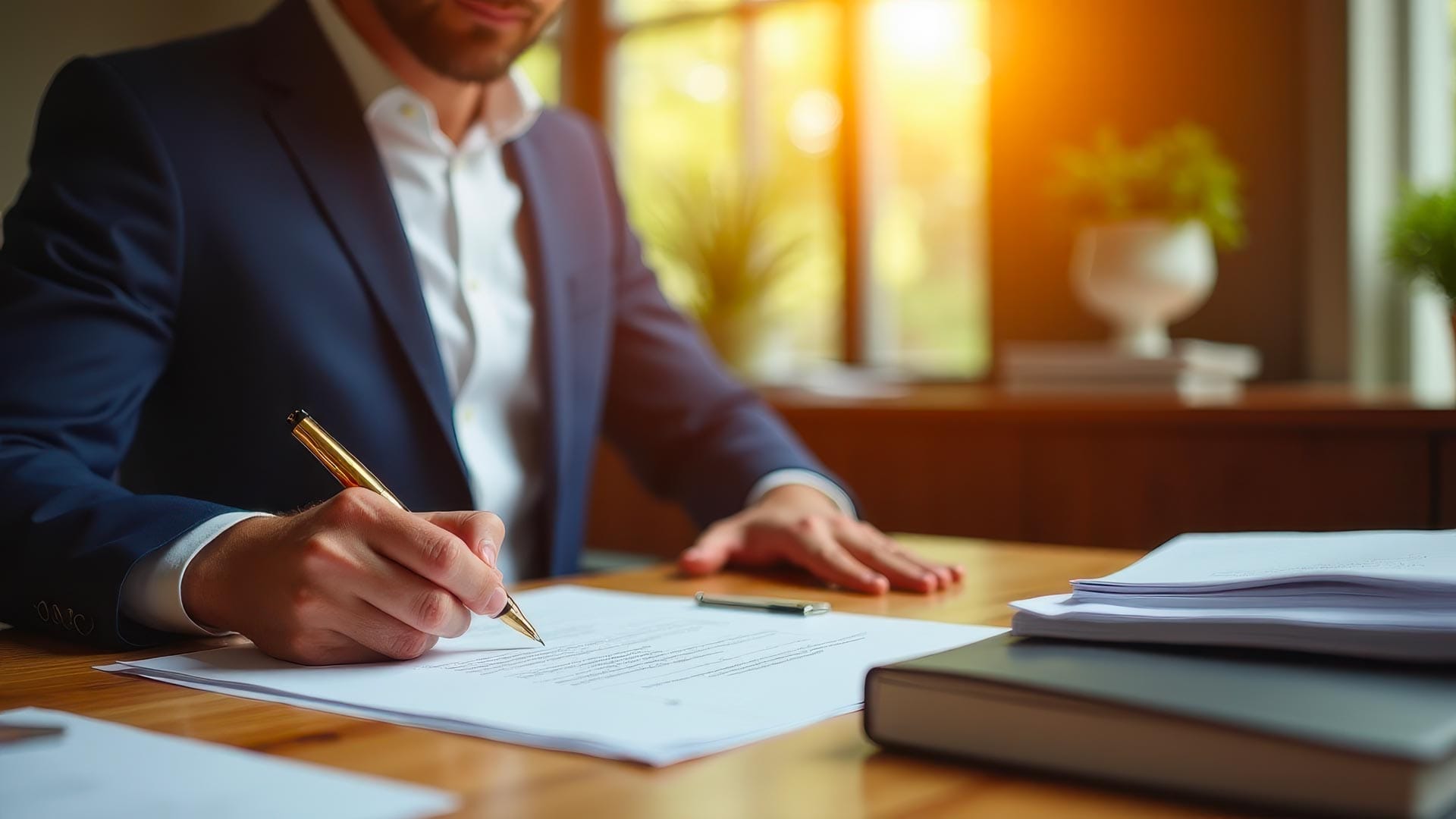 accueil Homme signant un contrat